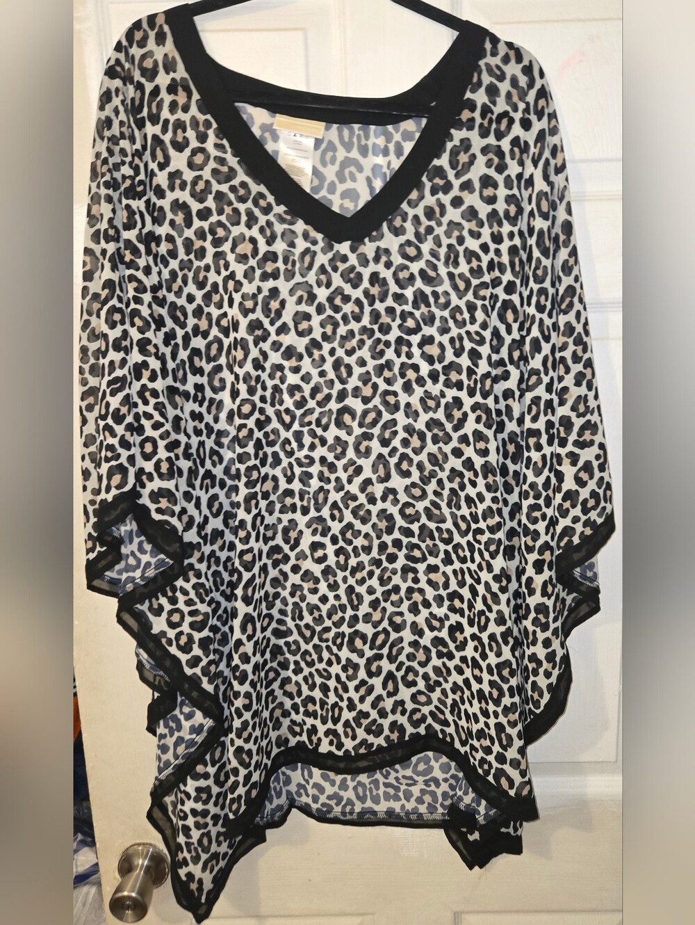 Michael Kors Leopard Print V-Neck Swim Coverup Sz XS/S